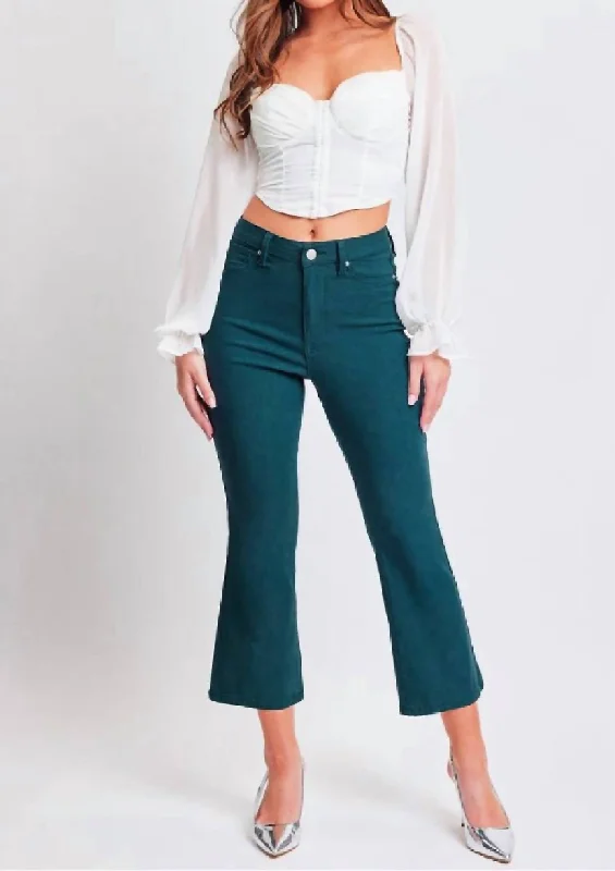 Women's Clothing For Everyday Wear Hyperstretch Flare Crop Pant In Teal