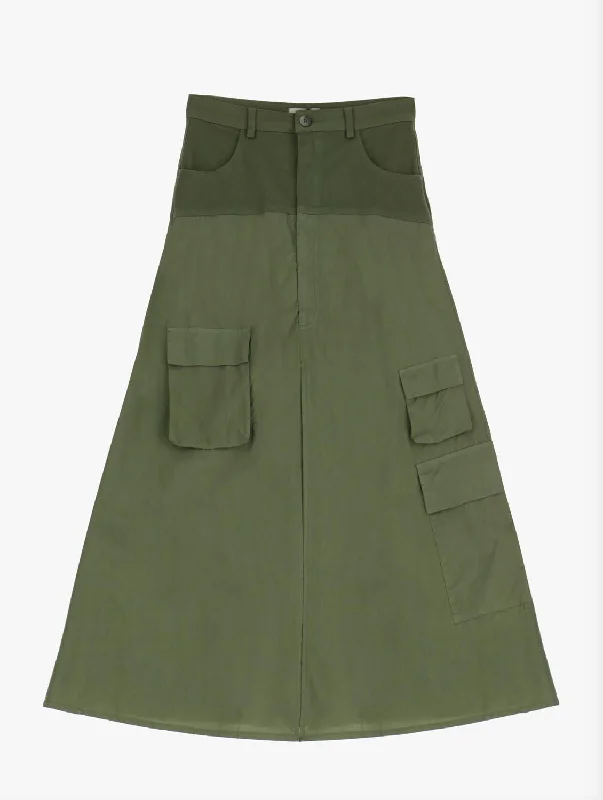 Women's Elegant Outfit Women's Cargo Maxi Skirt In Military