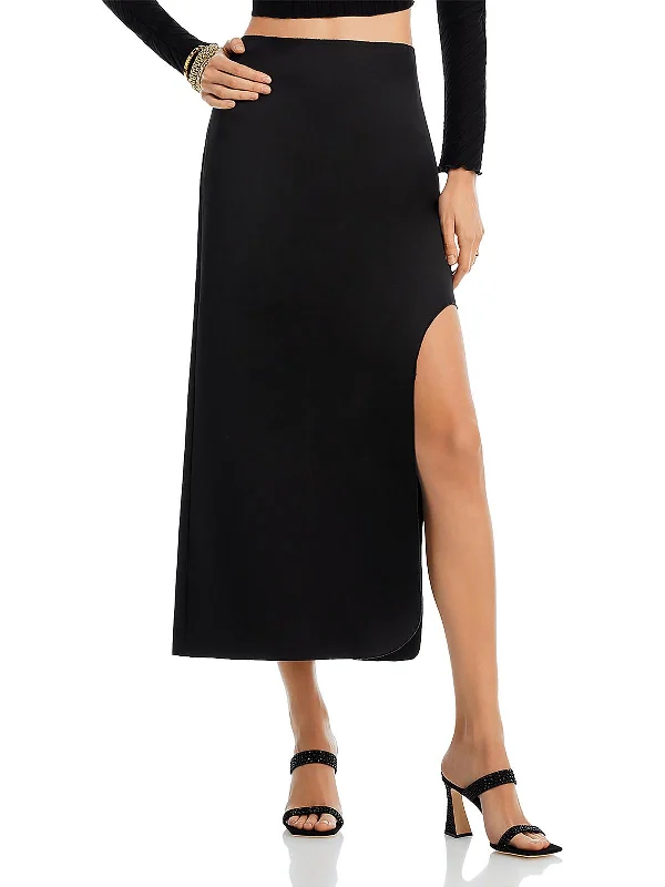 Clothes Of Woman Womens Midi Side Slit Midi Skirt