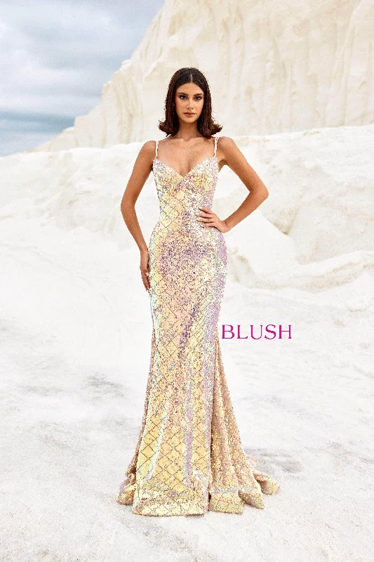 Women's Chic Apparel Blush by Alexia Designs 12125 - Dual Straps Mermaid Prom Gown