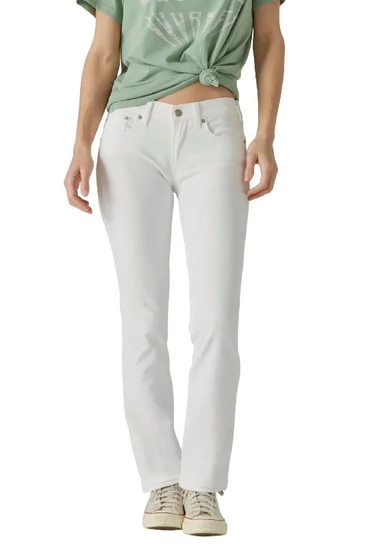 Women's Clothes Mid Rise Sweet Straight Jeans In White