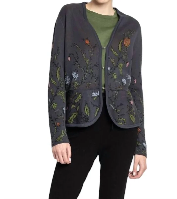 Women's Festive Attire Peplum Cardigan In Anthracite