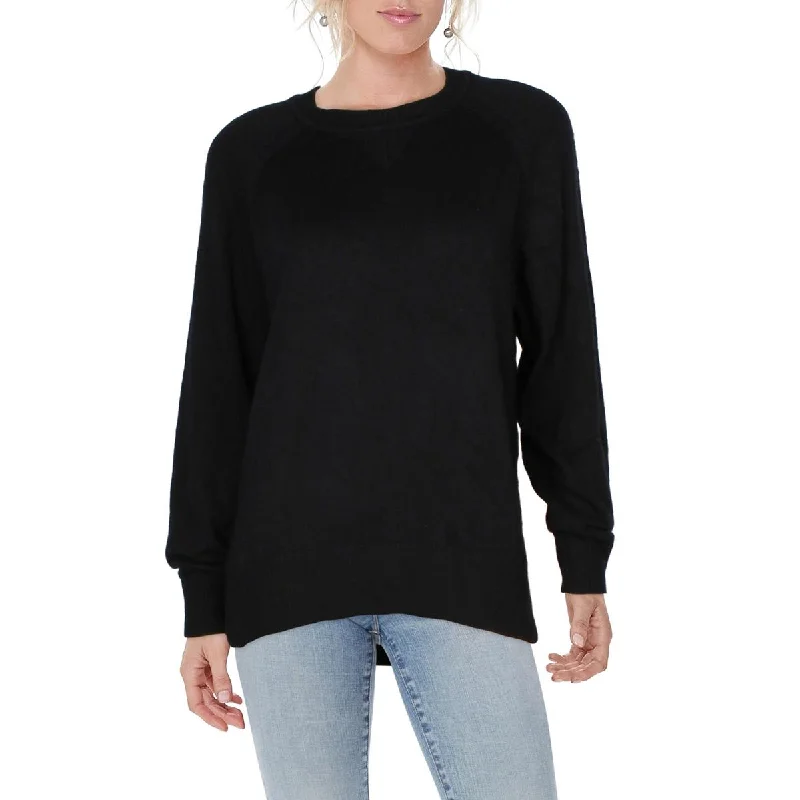 Chic Women's Attire Womens Ribbed Trim Split Hem Pullover Sweater