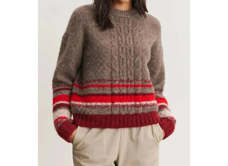 Affordable Luxury Women's Apparel Elayne Alpaca Cable Knit Crew Neck Sweater In Multicolor