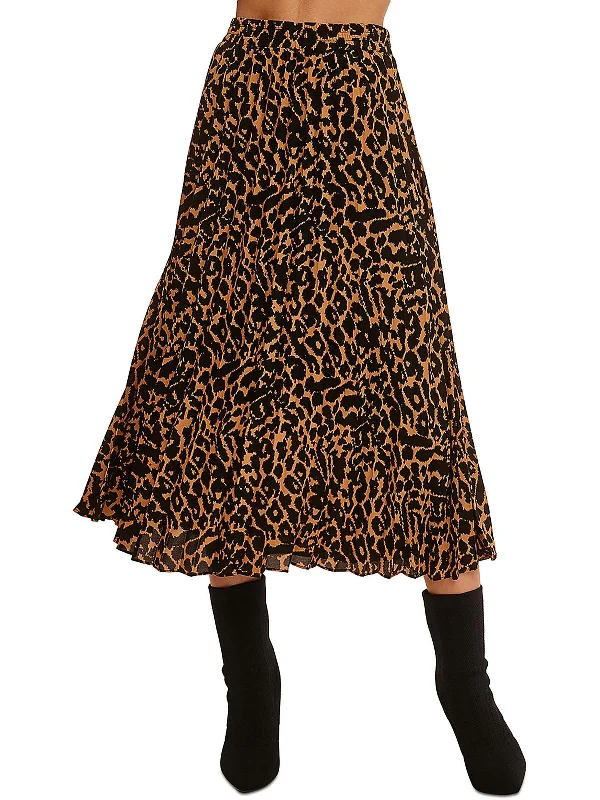 Best Clearance Sales Right Now Womens Chiffon Animal Print Midi Skirt