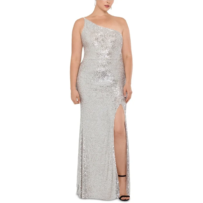 Women's Layered Outfit Xscape Womens Sequined One Shoulder Gown Dress