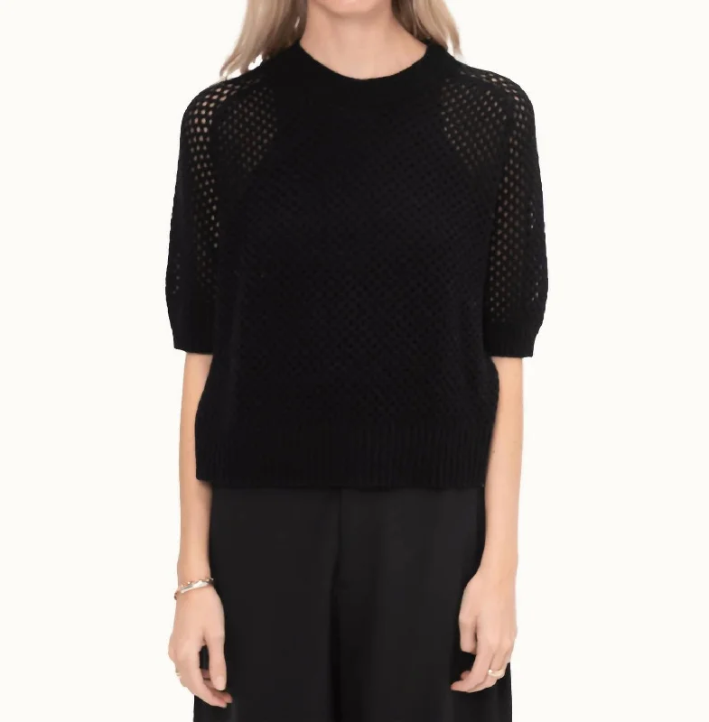 Chic Women's Clothing for Date Nights Half Sleeve Rd Sweater In Noir