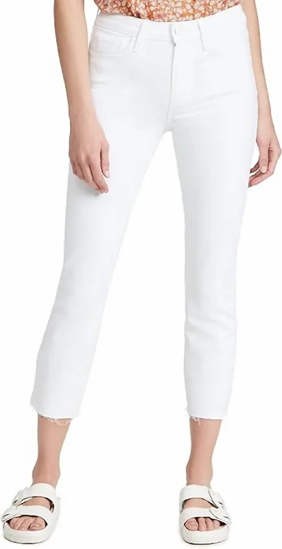 Women's Plus-Size Garments Cindy Crop With Raw Hem Jeans In Crisp White