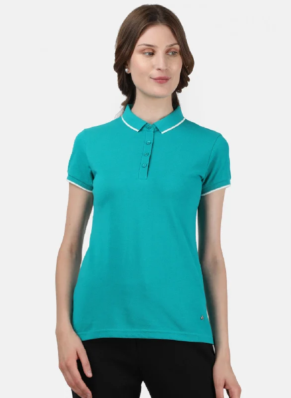 Casual Women's Clothing Online Womens Blue Plain T-Shirt