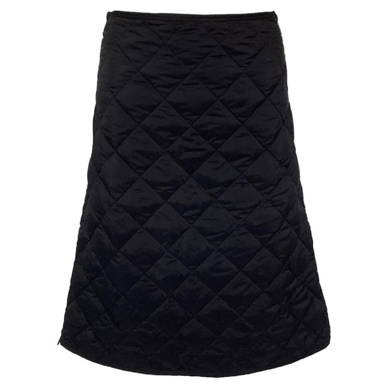 Women's Formal Event Outfit Moncler Quilted Knee-Length A-Line Skirt in Black Nylon