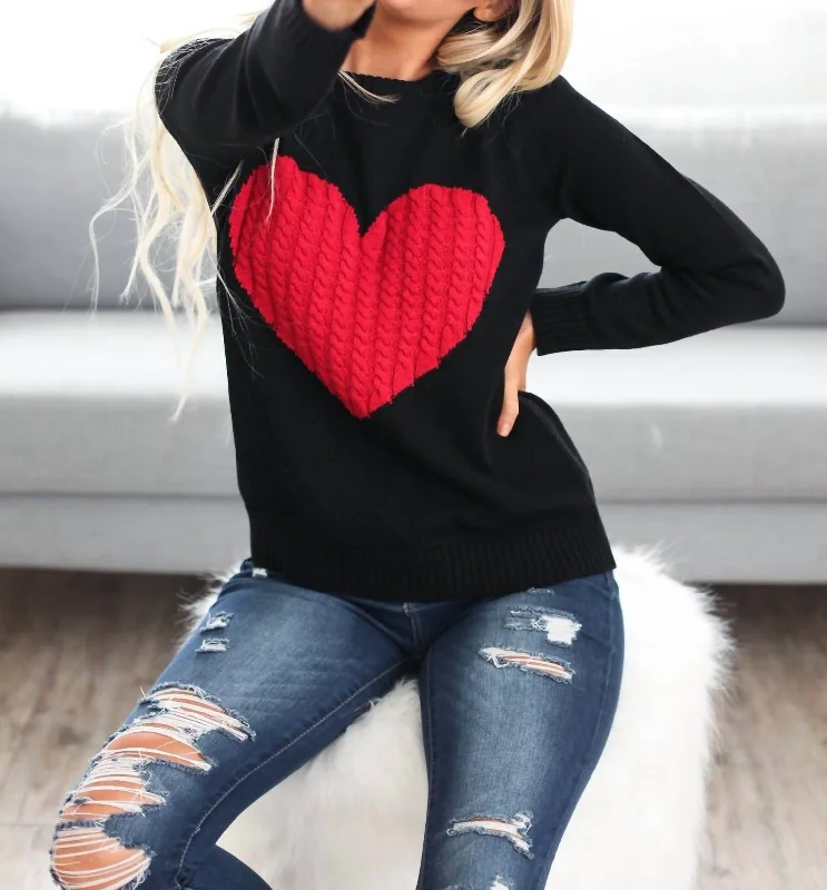 Women's Outfit For The Office Luxe Love Sweater In Black/red