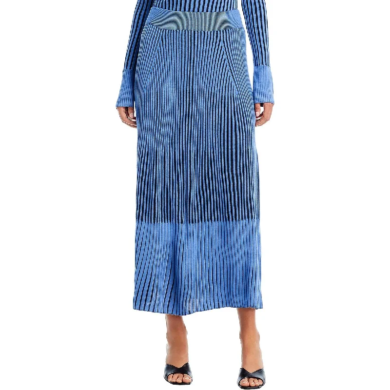 Holiday Discount Womens Midi Ribbed A-Line Skirt