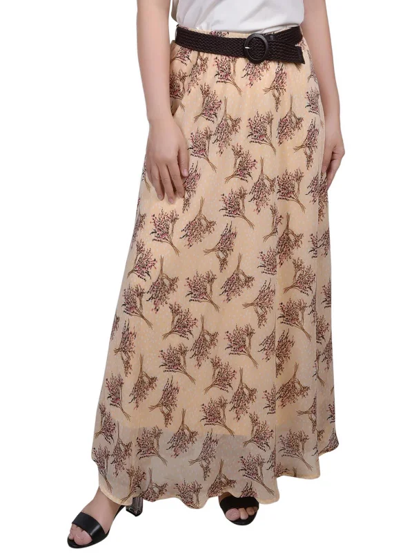 Classic Women's Clothing Styles Petites Womens Printed Lined Maxi Skirt