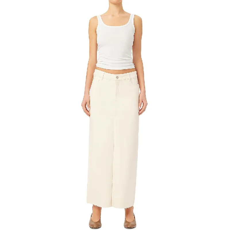 Clothing Online Asra Womens Denim Front Slit Maxi Skirt