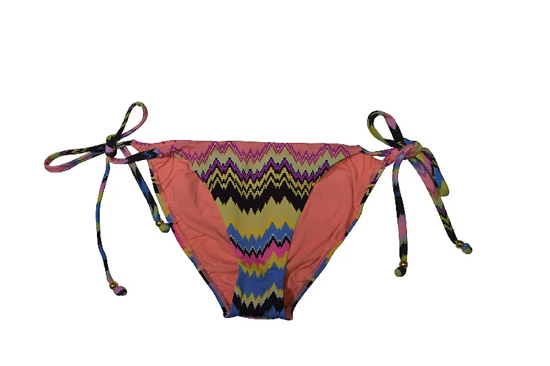 Women's Clothing For Outdoor Events Women Zig Zag Print Hips Tie Strap Triangle Bikini Bottom Swimsuit In Multicolor