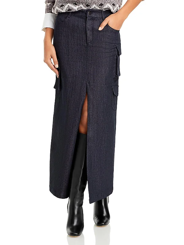 Top 10 Women's Online Clothing Stores Mora Womens Front Slit Cargo Pocket Maxi Skirt