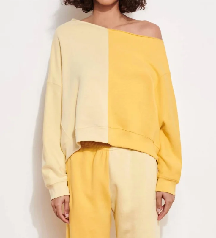 Big Sale Event Color Block One Shoulder Top In Chamomille/buttercup