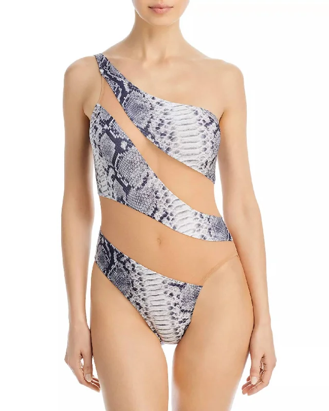 Women's Vacation Garments Mesh One Piece In Snake Print