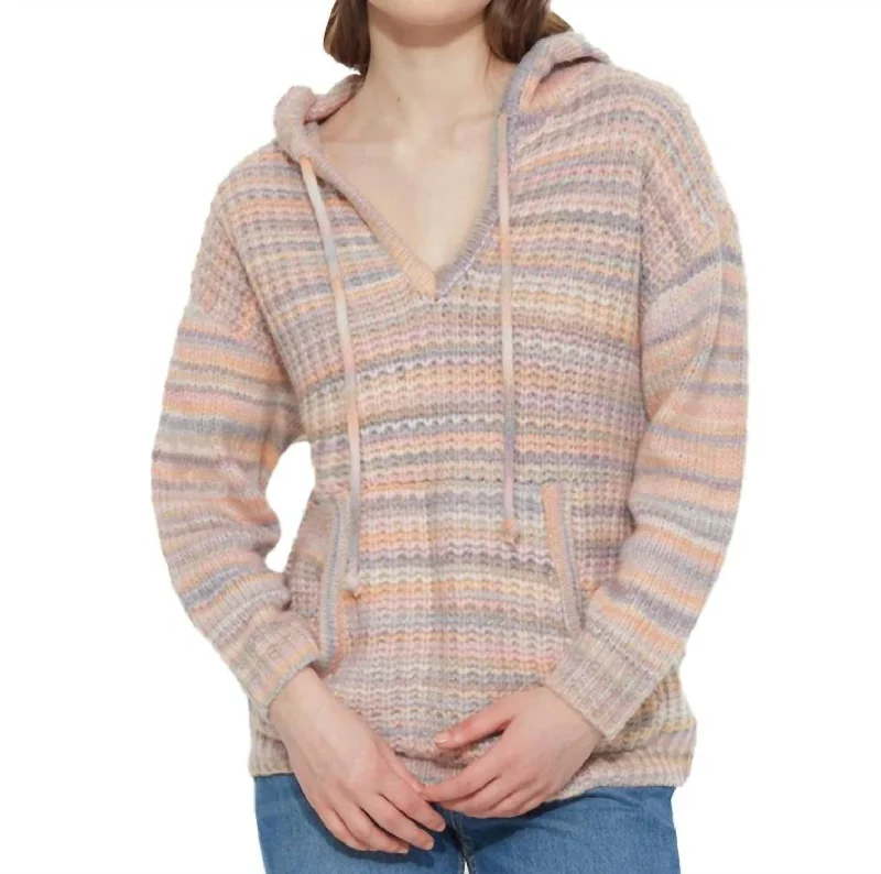 Tailored Clothing For Women Space Dye Hooded Sweater In Pastel Rainbow