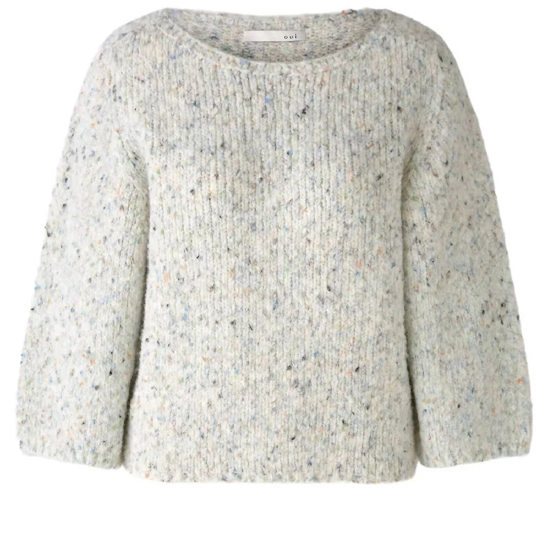 Women's Vintage-Inspired Outfit Women's Pullover Sweater In Light Grey Blue