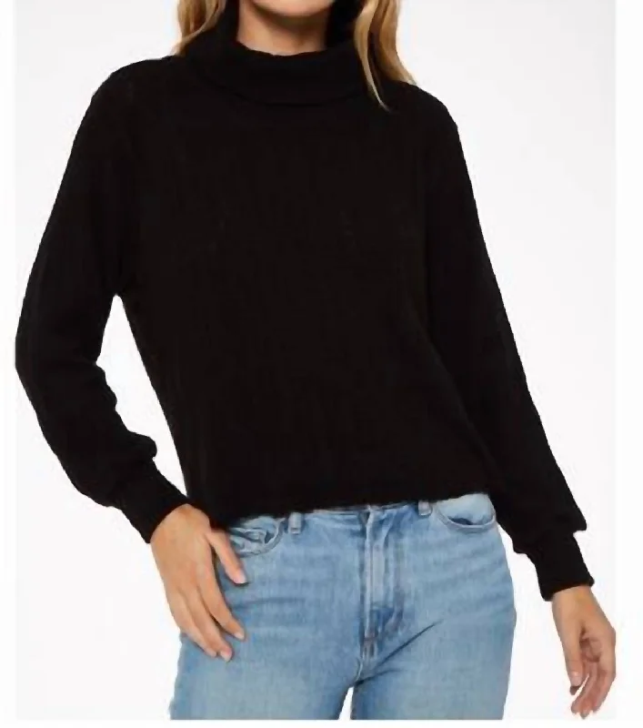 Timeless Women's Clothing Yves Ribbed Turtleneck In Black