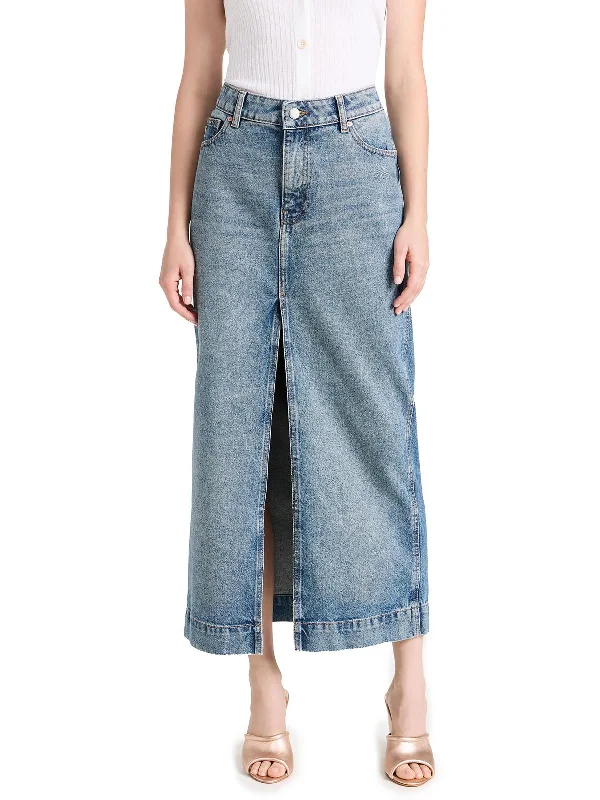 Outfits For Women Asra Womens Mid-Rise Denim Maxi Skirt