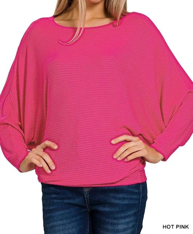 Comfy Women's Outfits for Daily Wear Cala Drop Shoulder Sweater In Hot Pink