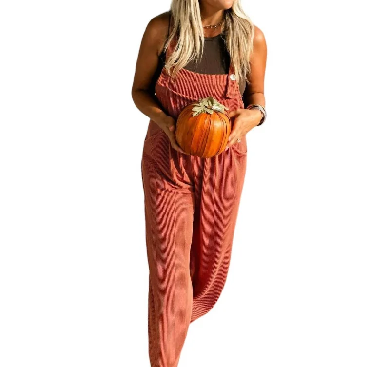 Comfortable Loungewear for Women Karli Boho Overalls In Rust