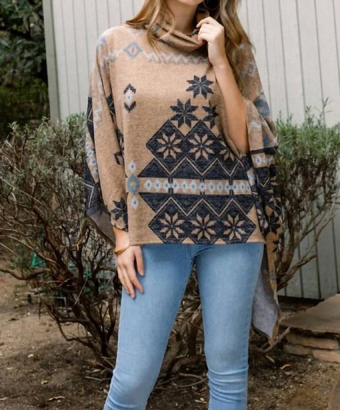 Flash Discount Montana Cowl Neck Poncho In Camel