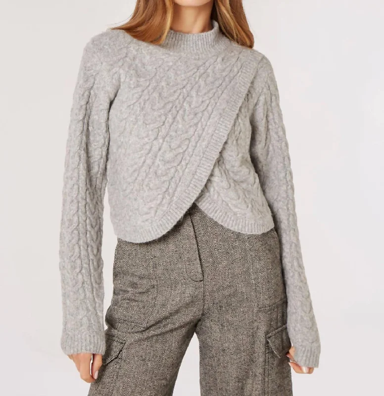 Women's Travel Outfit Set Cable Sweater In Gray