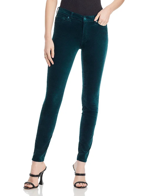 Women's Fashion Clothing Womens Velvet High Rise Skinny Jeans