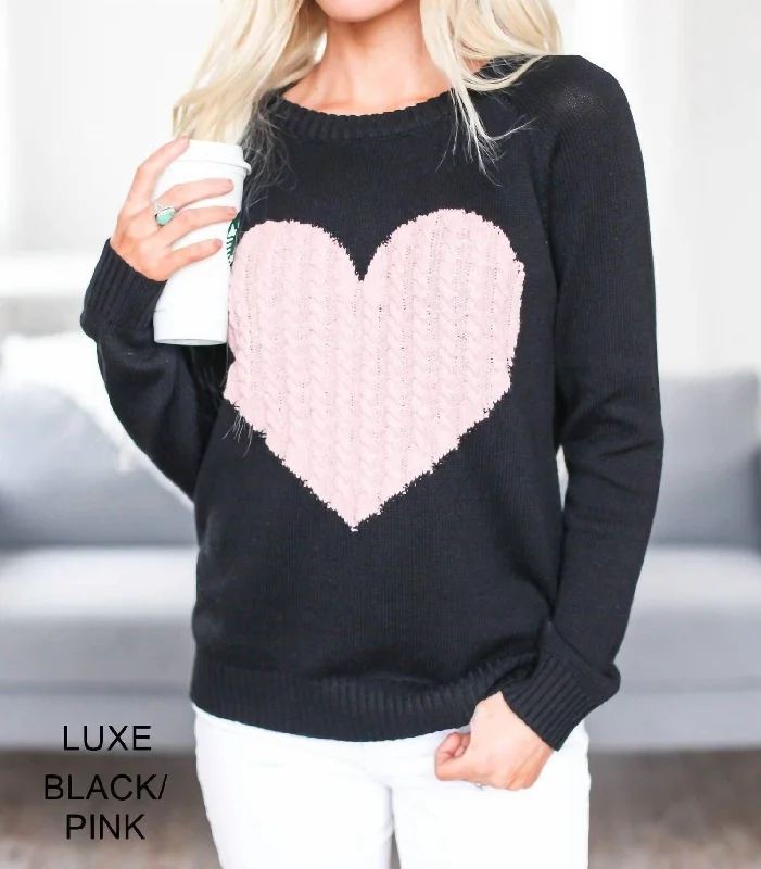 Women's Transitional Outfit Luxe Love Sweater In Black/pink