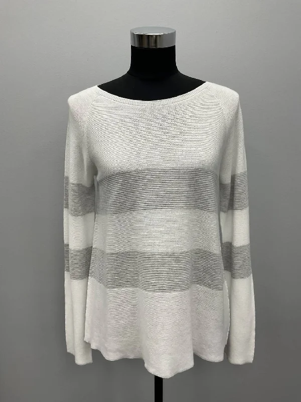 Outfits Ideas Striped Cotton Sweater In White/grey