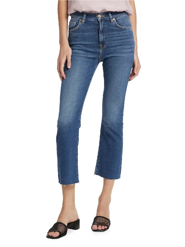 Timeless Women's Outfit High-Waisted Slim Kick Jeans In Blue Print