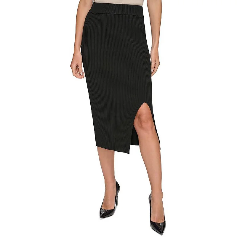 Comfortable Loungewear for Women Womens Pencil Ribbed Midi Skirt