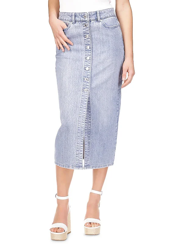 Best Online Women's Boutiques Womens Front Slit Long Denim Skirt