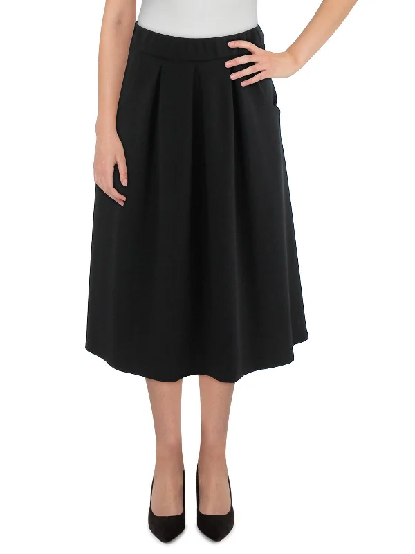 Comfortable Lounge Clothing Plus Womens Solid Polyester Pleated Skirt