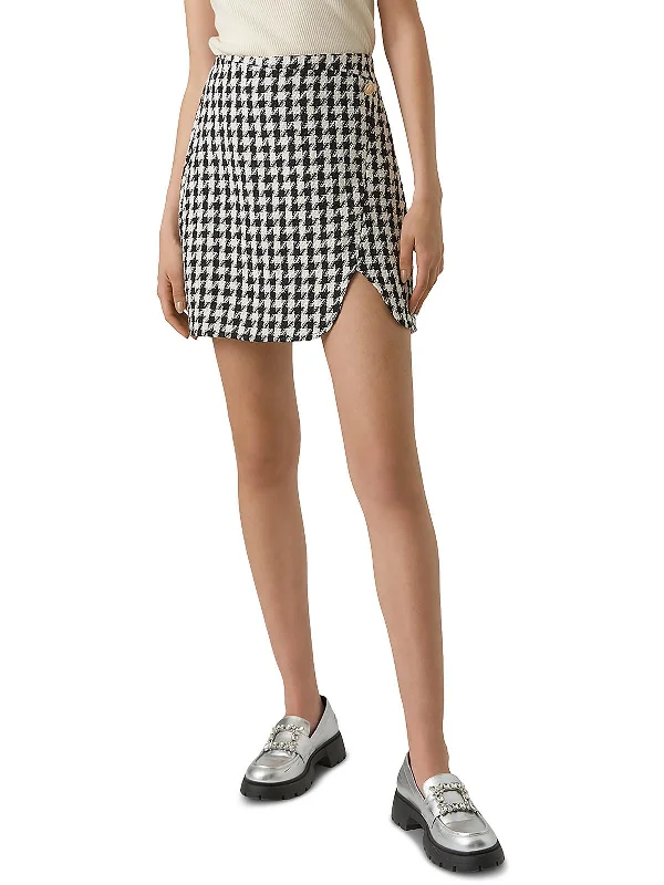 Weekend Sale Womens Tweed High Rise Mini Skirt