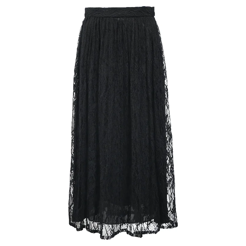 Women's Outfit For The Office Celine Midi Lace Skirt in Black Polyamide