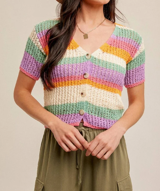 Women's Elegant Formal Outfit Camille Cardigan In Rainbow