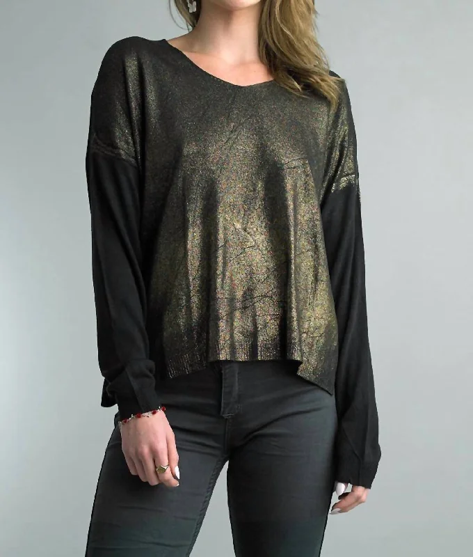 Women's Clothing For Outdoor Events Sparkle And Shine Long Sleeve Sweater In Black