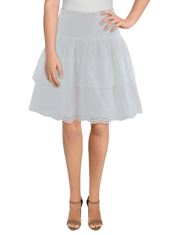 Holiday Gift Guide Sale Womens Smocked Tiered Mini Skirt