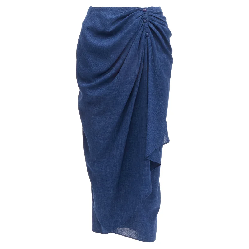 High-Fashion Women's Clothing Thierry Mugler drape wrap waist button skirt