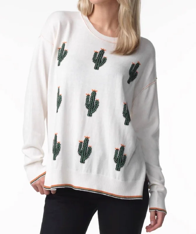 Women's Stylish Professional Garments Cactus Sweater In White