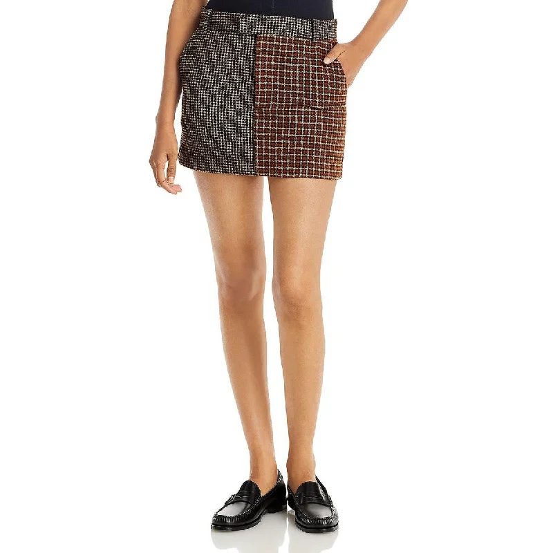 Outfits For Girls Womens Wool Blend Houndstooth Mini Skirt