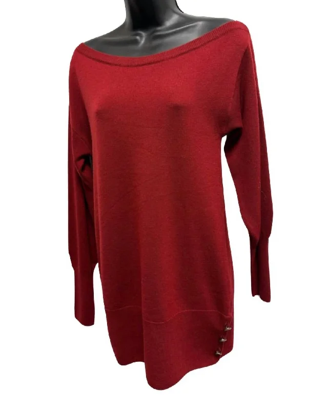 Bold and Elegant Women's Fashion Kortney Sweater Top In Merlot