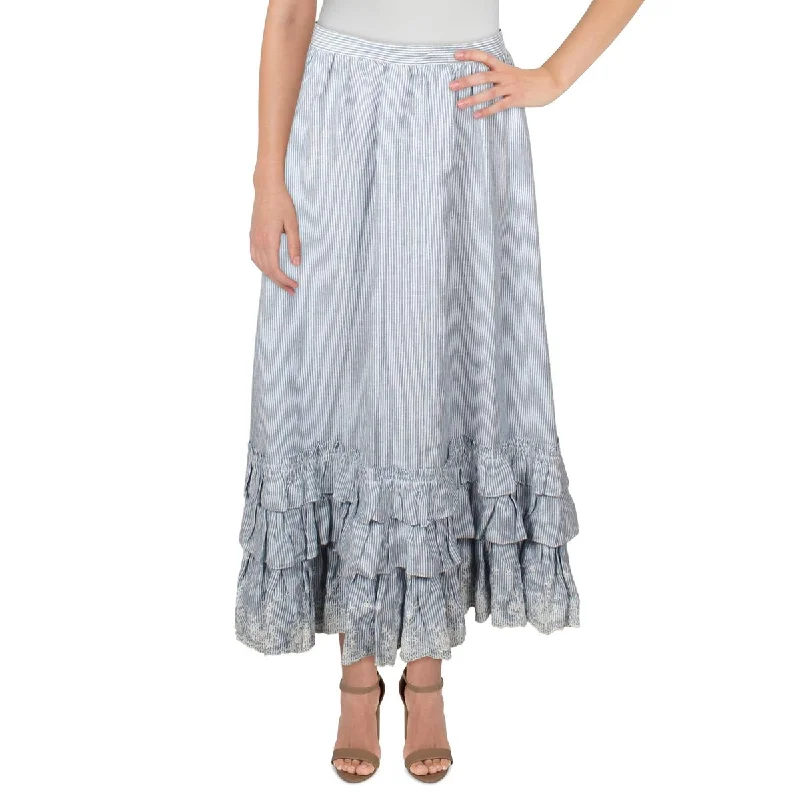 Flash Sales Today Womens Linen Emboirdered Skirt