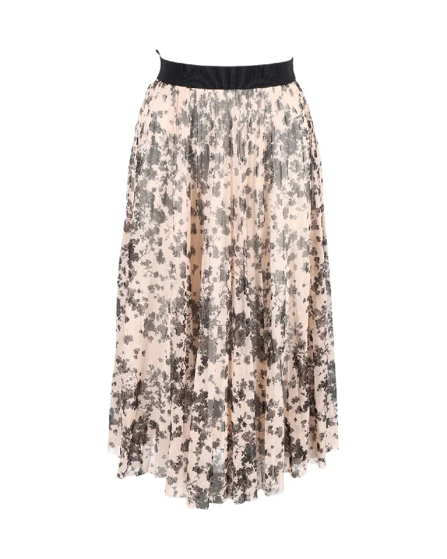 Women's Weekend Outfit Max Mara Pleated Tulle Midi Skirt in Peach Polyester