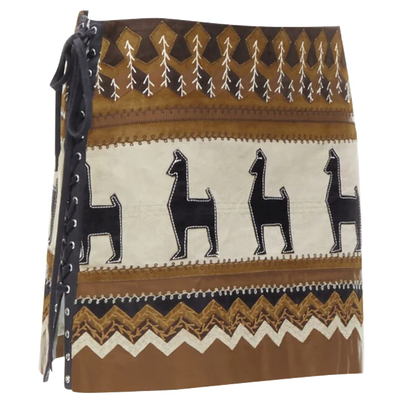 Women's Holiday Clothing Dolce & Gabbana Native American aztec suede mini skirt