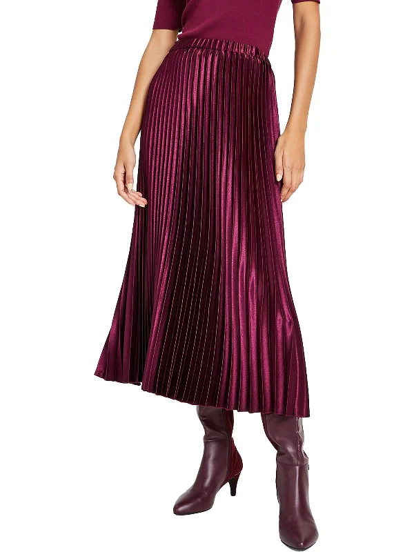 Affordable Online Boutiques Womens Shimmer Long Pleated Skirt